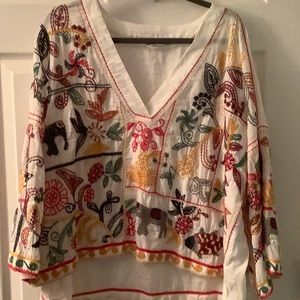 Zara XL embroidery top multi colors